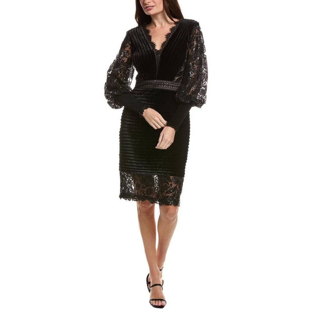 Tadashi Shoji Womens Pleated Velvet Midi Dress, Black